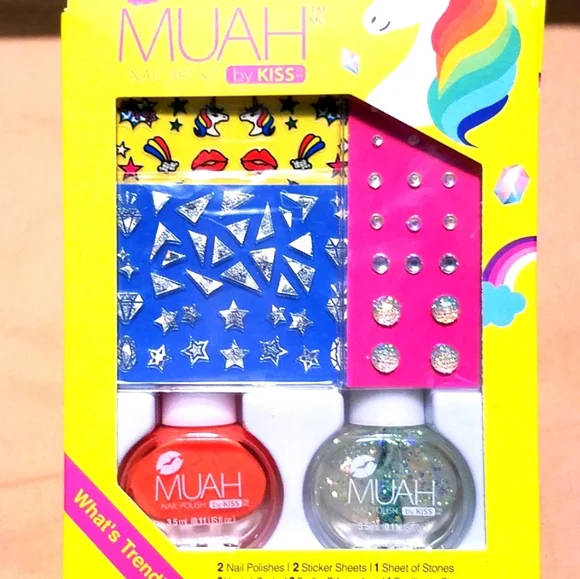 NWT MUAH What's Trending Nail Art Kit by Kiss RAINBOW UNICORN Set! - Picture 3 of 16